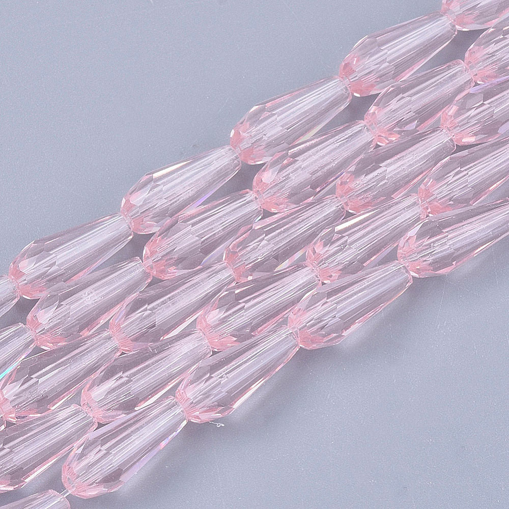 Himmelskristall, Tropfen, blassrosa, 9-10x4mm, 6 Stück