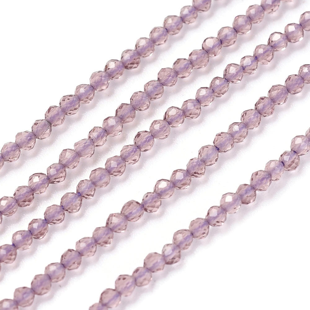 Himmelskristall, Glasperle, ganzer Strang, staubiges Lila, 2x2 mm, 180 Stück