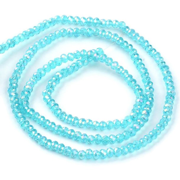 Celestial, full strand, opaque, deep sky blue, AB, roundel, 3X2 mm, 165 pcs.