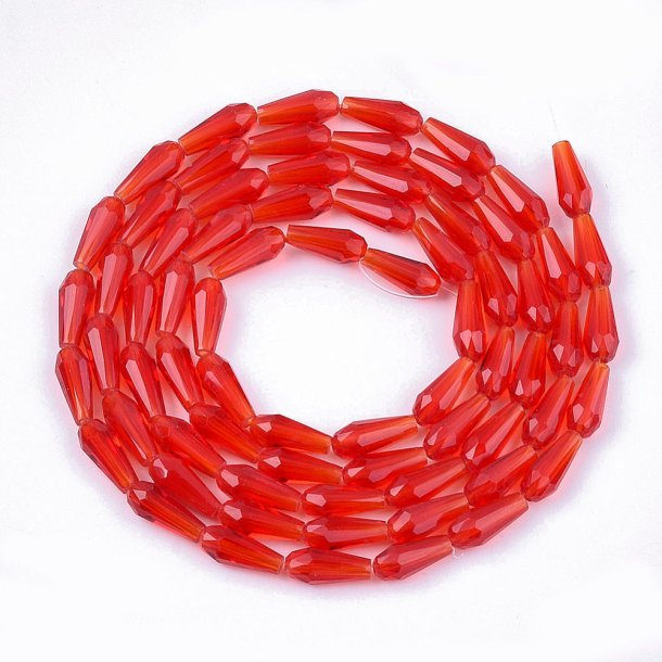 Celestial crystal, whole strand, drop, red, 9-10x4mm, approx. 72 pcs