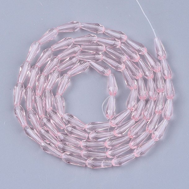 Celestial crystal, full strand, drop, pale pink, 9-10x4mm, approx. 72 pcs