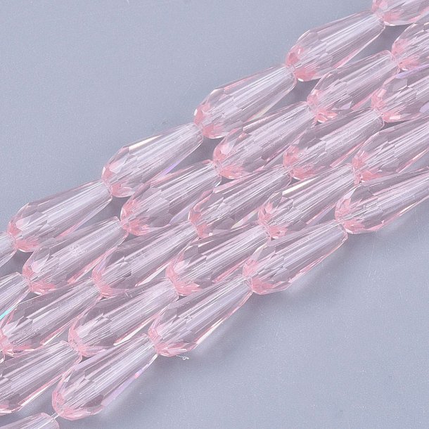 Celestial crystal, drop, pale pink, 9-10x4mm, 6 pcs