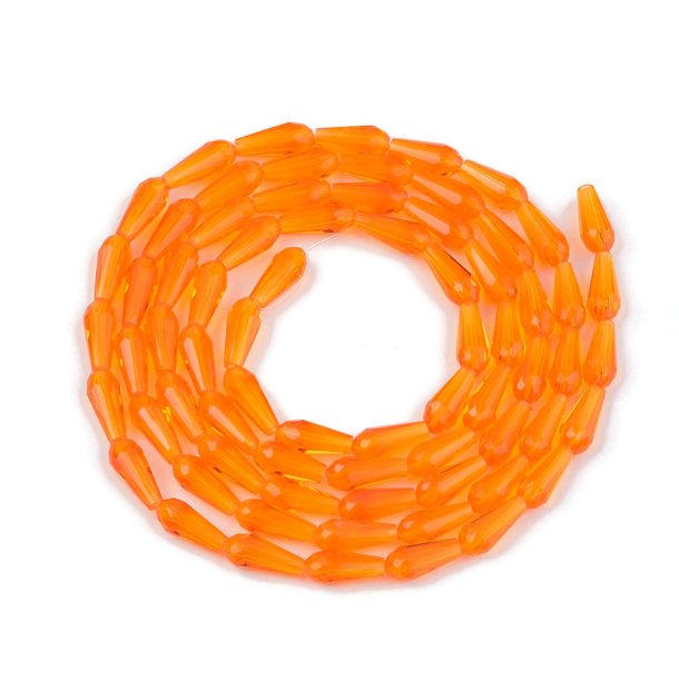 Celestial crystal, whole strand, drop, orange, 9-10x4mm, approx. 72 pcs
