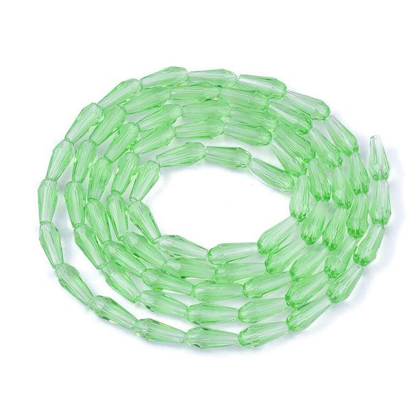 Celestial crystal, full strand, drop, light green, 9-10x4mm, approx. 72 pcs