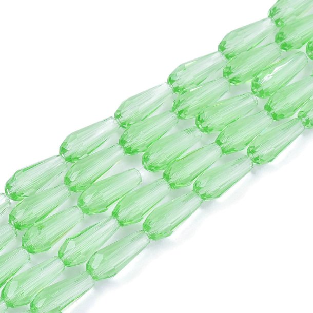 Celestial crystal, drop, light green, 9-10x4mm, 6 pcs