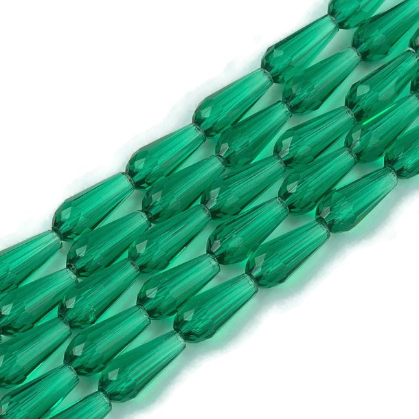 Celestial crystal, drop, dark green, 9-10x4mm, 6 pcs