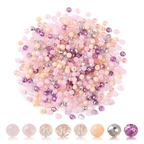 Celestial crystal, faceted, round, mixed shades of pink, 4 mm, appx. 500 pcs