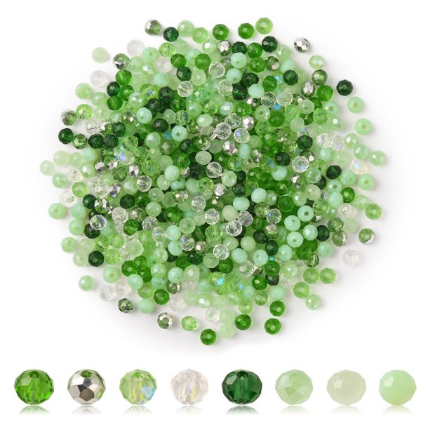 Celestial crystal, faceted, round, mixed shades of green, 4 mm, appx. 500 pcs
