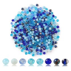 Celestial Kristall, facettiert, rund, gemischte blaue Farbtne, 4 mm, ca. 500 Stck