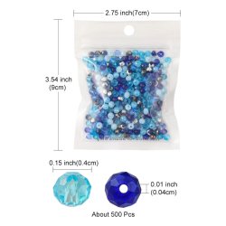 Celestial Kristall, facettiert, rund, gemischte blaue Farbtne, 4 mm, ca. 500 Stck