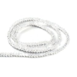 Glasperlen, ganzer Strang, AB, facettiert, Rondelle, klar. ca. 3X2 mm. Ca. 168 St&uuml;ck.