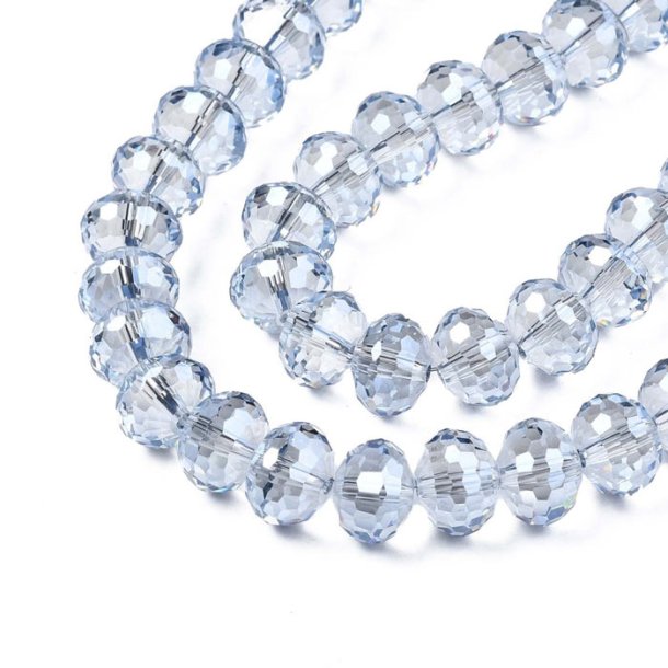 Celestial, Glass bead, full strand, faceted, Rondel, light steel blue, 10x7,5mm. approx. 70 pcs.