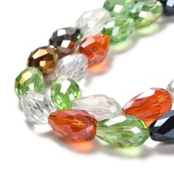Celestial Kristall, ganzer Strang, facettiert, Tropfen, gemischte Farben, 15x10mm