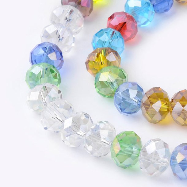 Celestial, Glass bead, full strand, faceted, rondelle, mix, 8x6mm. ca.67