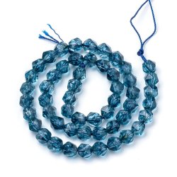 Kristall, ganzer Strang, klar, bl&auml;ulich, facettiert, rund, 6 mm, 58 Stk.