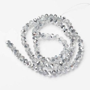 Celestial Kristall, ganzer Strang, klar, halb versilbert, Rondelle, 4x3 mm, ca. 130 Stk.