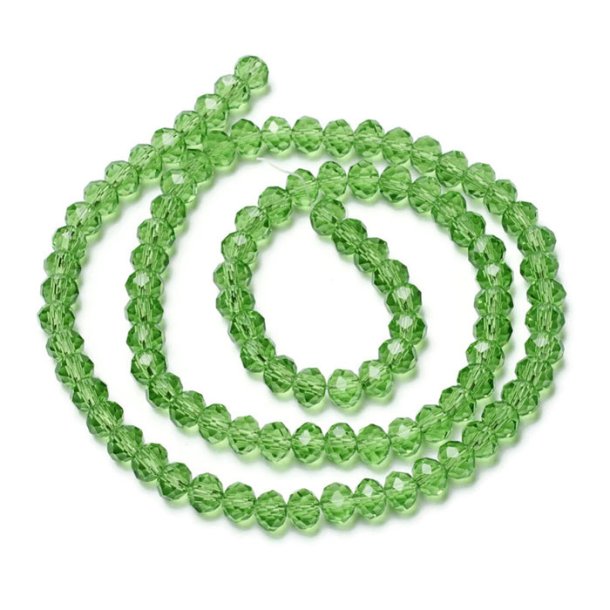 Celestial crystal, whole strand, grass green, clear, round, 4 mm, approx. 114 pcs.