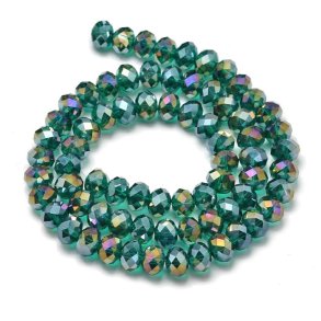 Celestial Kristall, ganzer Strang, blau-grün, AB, 6x4 mm, 100 Stk.