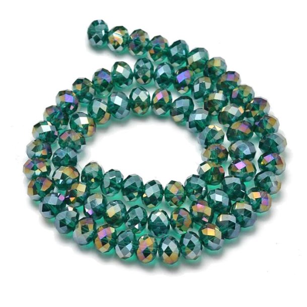 celestial crystal, complete strand, electroplated, green AB, 6x4 mm, 100pcs.
