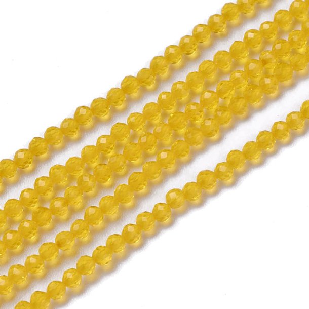 Celestial crystal, glass beads, complete strand, golden yellow, 2x2 mm, 180pcs.