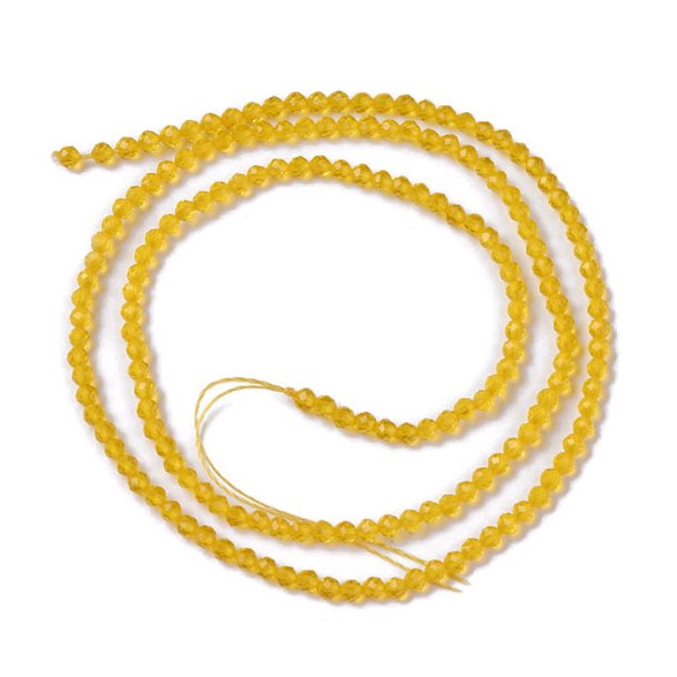 Celestial crystal, glass bead, full strand, yellow, transparent, 2x2 mm, 180 pcs