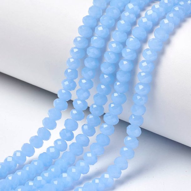 Celestial crystal, complete strand, semi transparent, baby blue, 3x2 mm, ca. 140pcs.