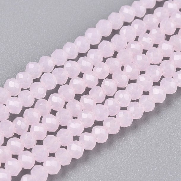 Glasperlen, rosa, facettierte Rondelle, 2,3x1,5 mm, 1 Strang