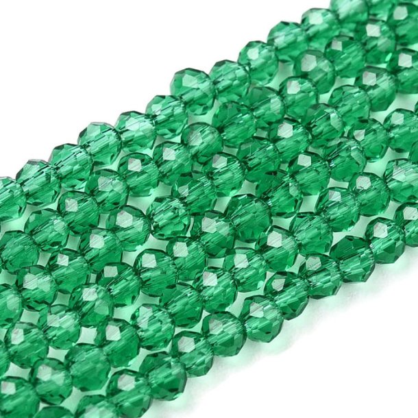 Celestial crystal, whole strand, emerald green, clear, round, 4 mm, approx. 114 pcs.