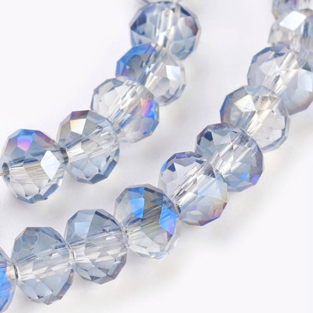 Celestial crystal, full strand, grey-blue ab, roundel, 6x4,5 mm, approx. 90 pcs