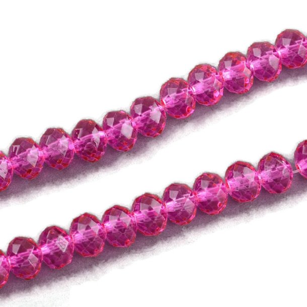 Celestial crystal, full strand, Hot Pink, transparent rondelle, 6x5 mm, approx. 89 pcs.