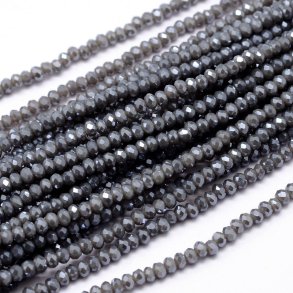 Celestial crystal, full strand, gray iridescent, 3x2 mm, appx. 140 pcs.