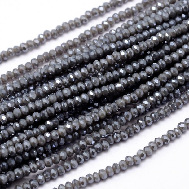 Celestial crystal, full strand, gray iridescent, 3x2 mm, appx. 140 pcs.
