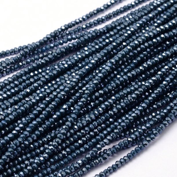 Celestial crystal, full strand, dark prussian blue, 3x2 mm, appx. 140 pcs.