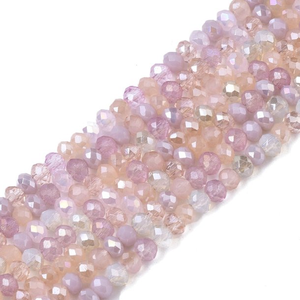 Celestial, full strand, mix AB pink and rose colors, rondelle beads, 3x2,5mm, 170pcs.