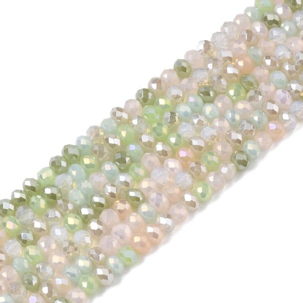 Celestial, full strand, mix AB green colors, rondelle beads, 3x2,5mm, 170pcs.