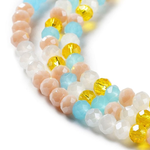 Celestial, full strand, mix of turquoise, yellow, peach, rondelle, 4x3mm, appx. 120pcs