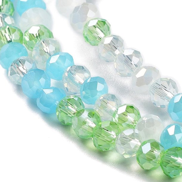 Celestial, full strand, mix of white, green, light blue, rondelle, 4x3mm, appx. 120pcs
