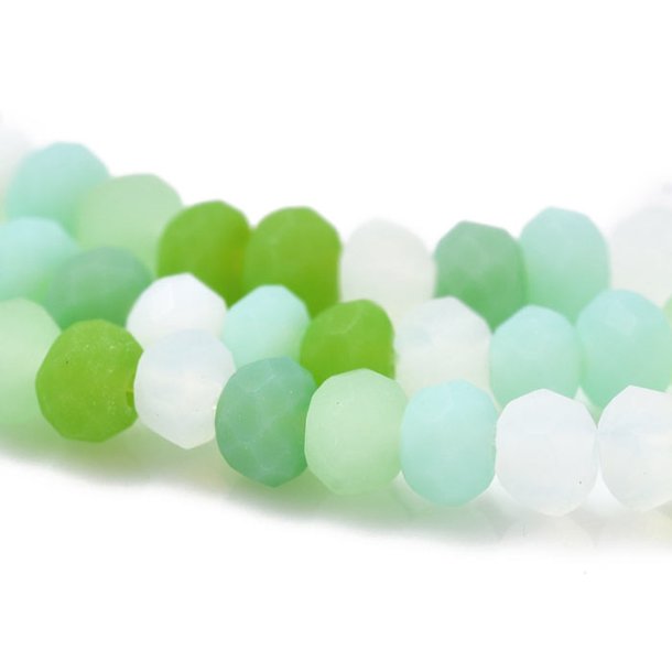 Celestial, full strand, frosted roundel, grass green, 3x2.2 mm, approx. 185 pcs