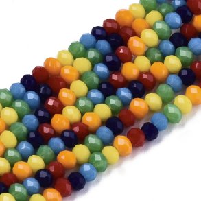 Celestial, whole strand, mixed colours, red, orange, yellow etc., roundel, 3x2 mm, approx. 87 pcs