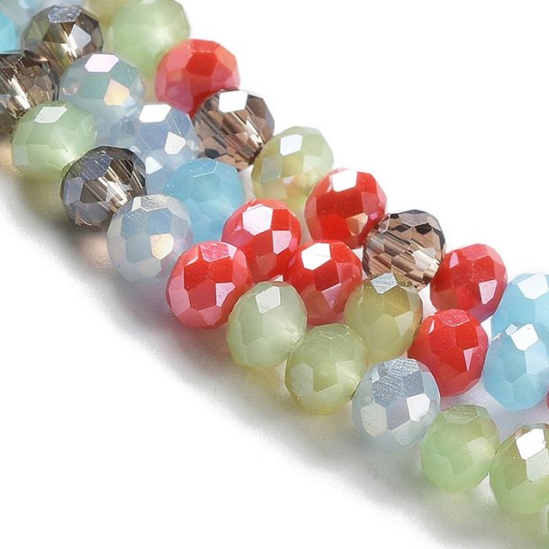 Celestial, full strand, mix of orange, blue, green, rondelle, 4x3mm, appx. 120pcs