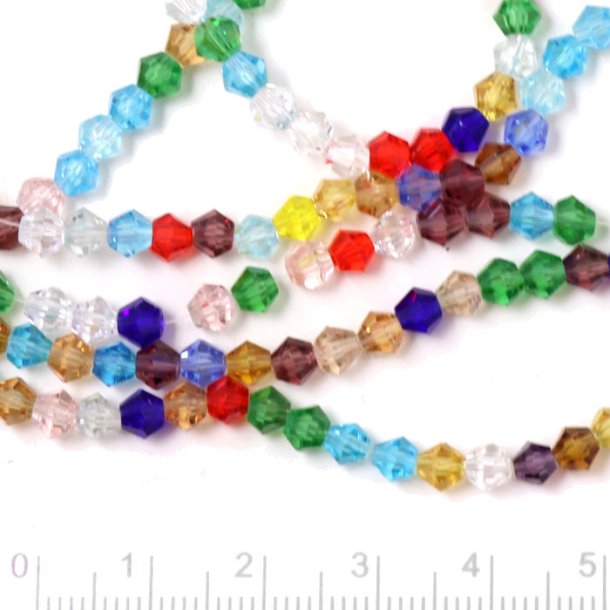 Celestial crystal, complete strand, bicone, mix, 4x4 mm,CA. 80pcs.