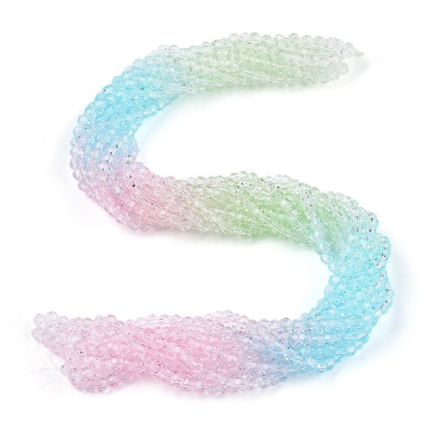 Celestial crystal, full strand, round, green/blue/pink, 4x4 mm, approx. 92 pcs