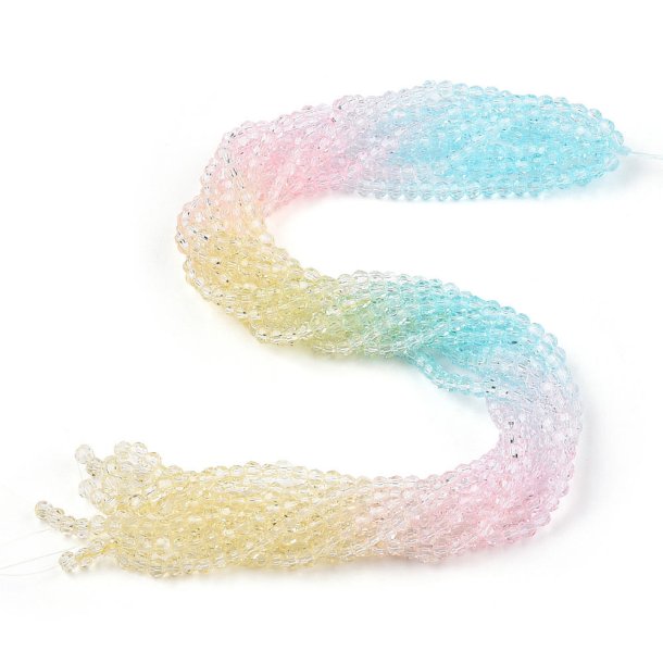 Celestial crystal, full strand, round, yellow/blue/pink, 4x4 mm, approx. 92 pcs