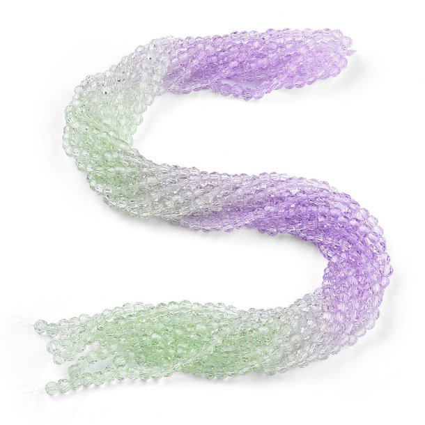 Celestial crystal, full strand, round, purple/green/pink, 4x4 mm, approx. 92 pcs