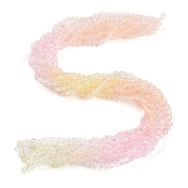Celestial crystal, full strand, round, orange/yellow/pink, 4x4 mm, approx. 92 pcs