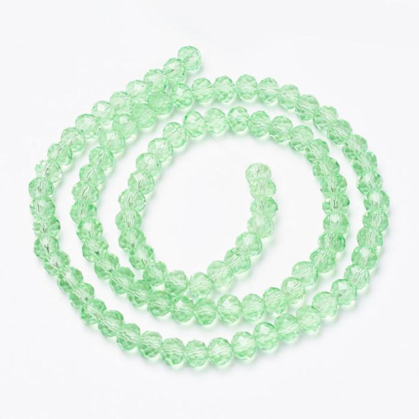 Celestial crystal, full strand, transparent green, rondell, 4x3mm, approx. 125 pcs
