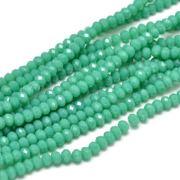 Celestial crystal, full strand, opaque, turquoise green, round, 3.5x2.5-3mm, approx. 126 pcs