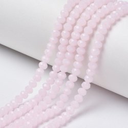 Himmelskristall, ganzer Strang, halbtransparent, zartes Rosa, rund, 3x2 mm, ca. 169 Stk.