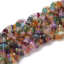 Glasperlen, ganzer Strang, gemischte Farben, facettiert, Rondellen, ca. 6x3 mm, ca. 125 St&uuml;ck.
