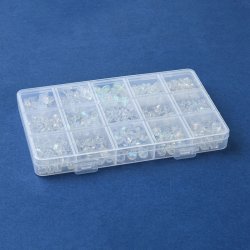 Glasperlen-Set, klar, changierend, Facettenperlen u. Flgeln, 16x10 cm, ca. 600 Stck